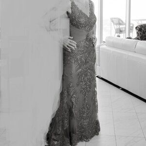 Gown, Pewter, Montage by Mon Cheri, size 4 - 6